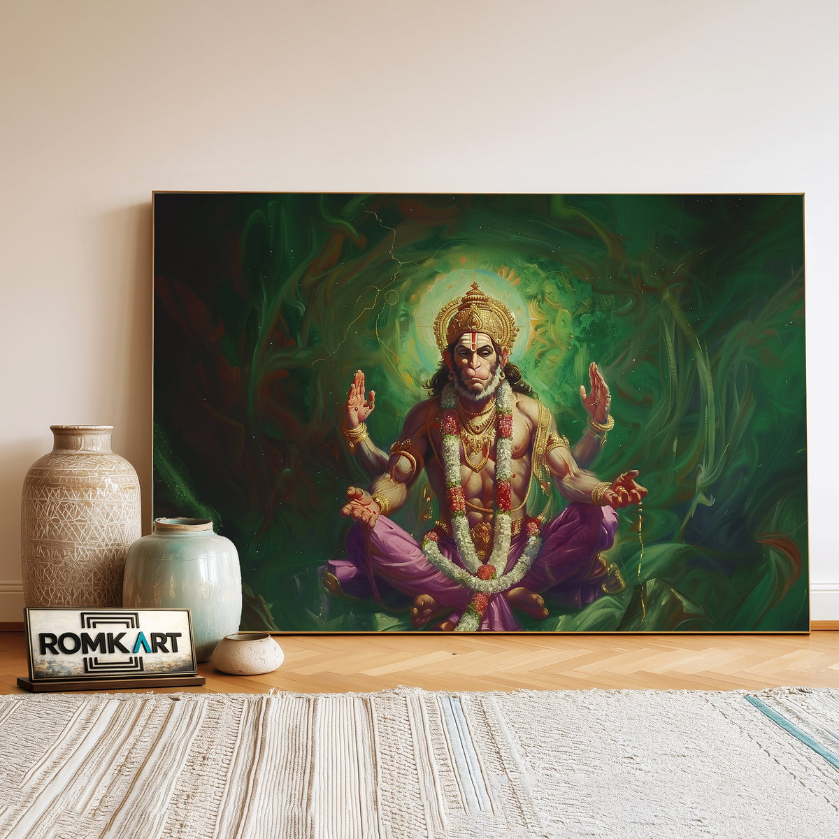 Lord Hanuman Hindu Oil Painting - image 3