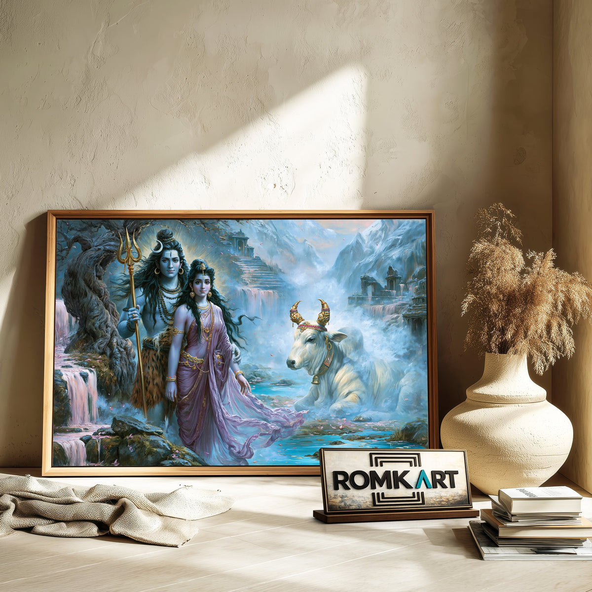 Lord Shiva and Parvati Hindu Oil Painting - image 6