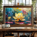 Lotus Flower Blooming Floral Oil Painting - image 2