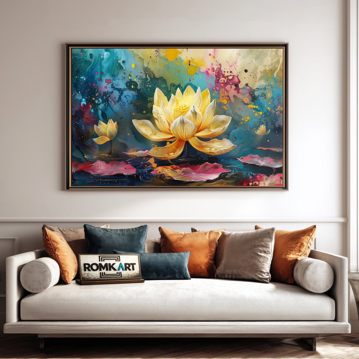 Lotus Flower Blooming Floral Oil Painting - image 4