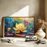 Lotus Flower Blooming Floral Oil Painting - image 6