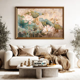 Lotus Flowers and Leaves Floral Oil Painting - image 5