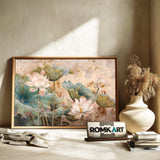 Lotus Flowers and Leaves Floral Oil Painting - image 6