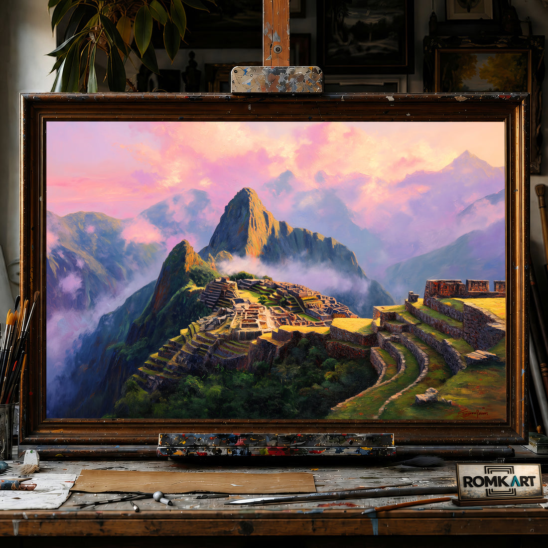 Machu Picchu at Sunrise hand-painted oil painting on canvas