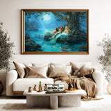 Magical Moonlit Mermaids Fantasy Oil Painting - image 5