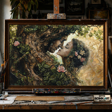 Magical Tree Couple hand-painted oil painting on canvas