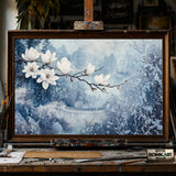 Magnolia and Chinese Castle hand-painted oil painting on canvas