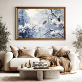 Magnolia Blossoms in Snow Winter Forest Floral Oil Painting - image 5