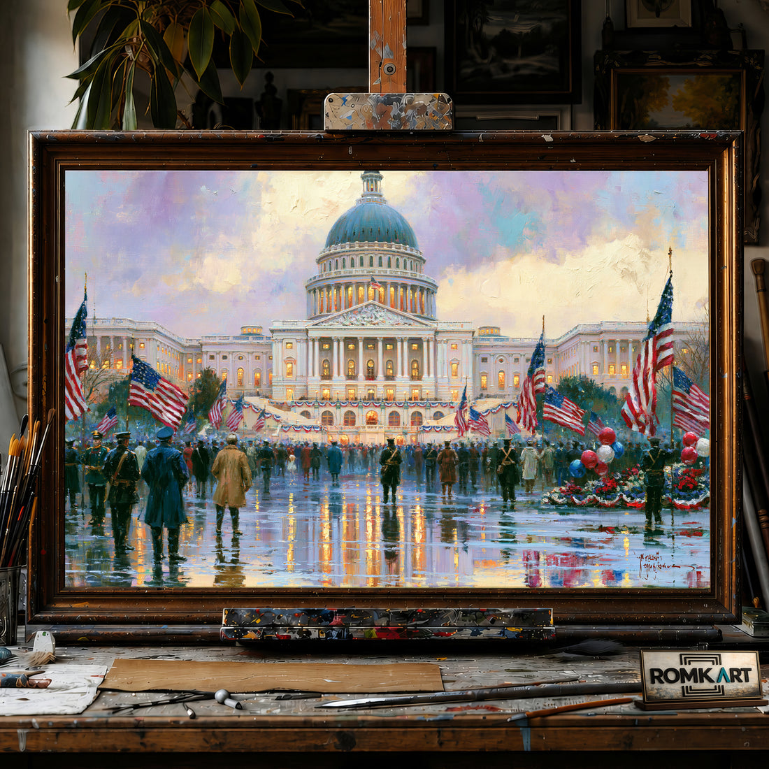 Majestic American Capitol hand-painted oil painting on canvas