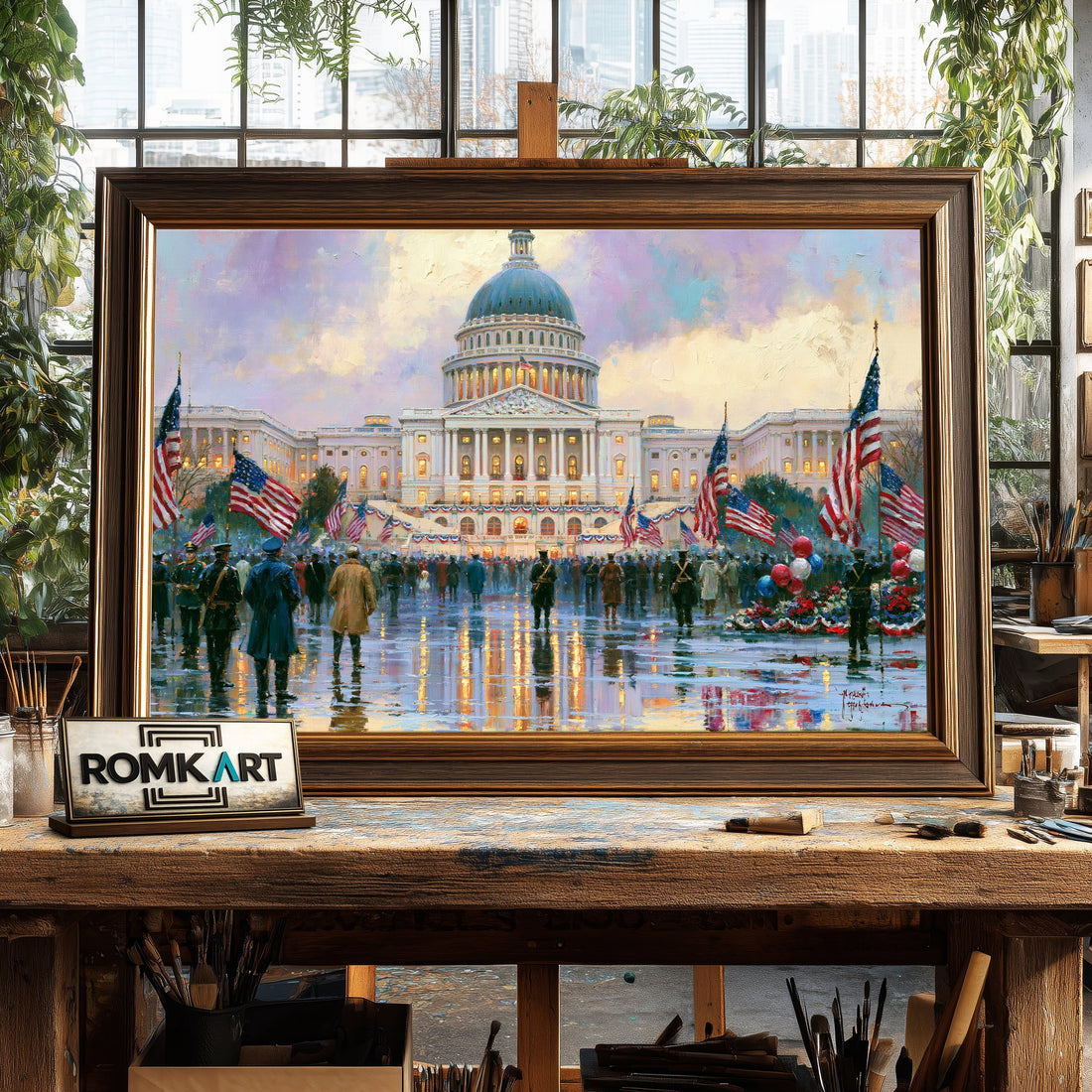 Majestic American Capitol hand-painted oil painting on canvas