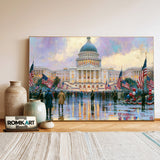 Majestic American Capitol Architectural Oil Painting - image 3