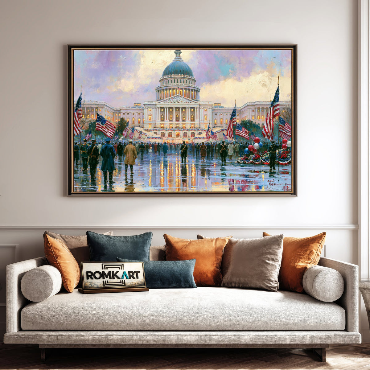Majestic American Capitol Architectural Oil Painting - image 4