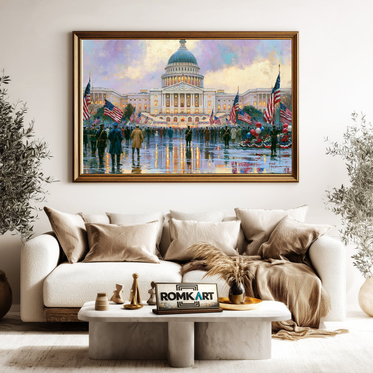 Majestic American Capitol Architectural Oil Painting - image 5