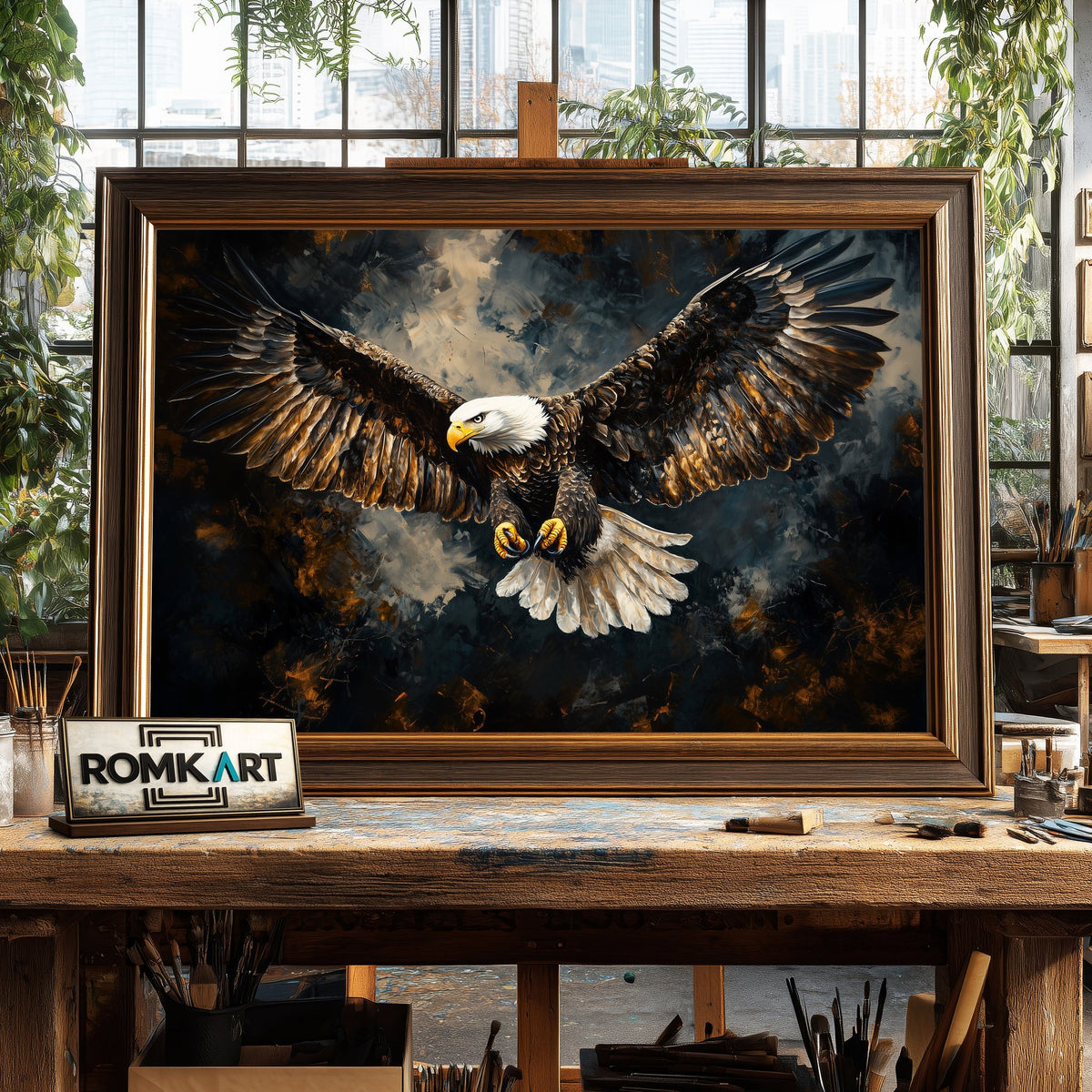 Majestic Bald Eagle Bird Oil Painting - image 2