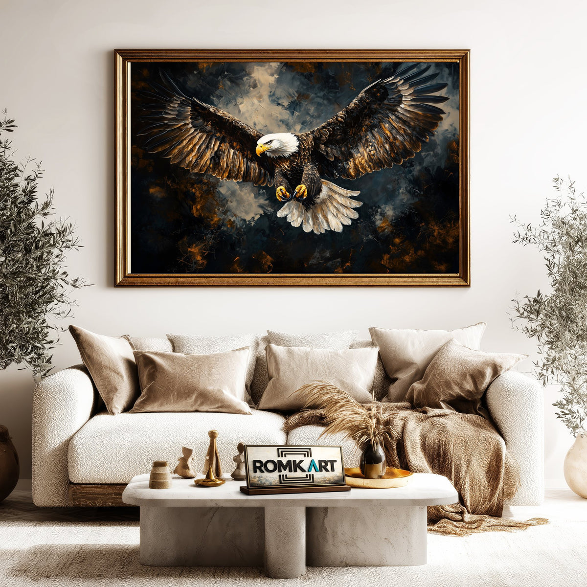 Majestic Bald Eagle Bird Oil Painting - image 5