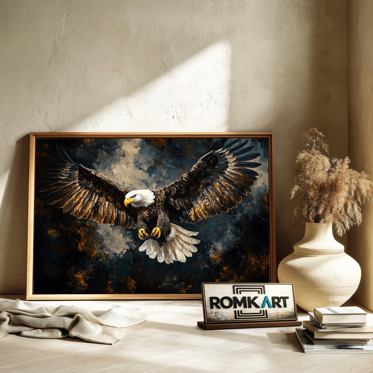 Majestic Bald Eagle Bird Oil Painting - image 6