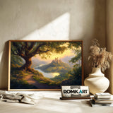 Majestic Castle and Giant Tree Forest Landscape Oil Painting - image 6