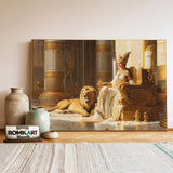 Majestic Cleopatra and Lion Historical Oil Painting - image 3