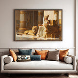 Majestic Cleopatra and Lion Historical Oil Painting - image 4