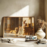 Majestic Cleopatra and Lion Historical Oil Painting - image 6