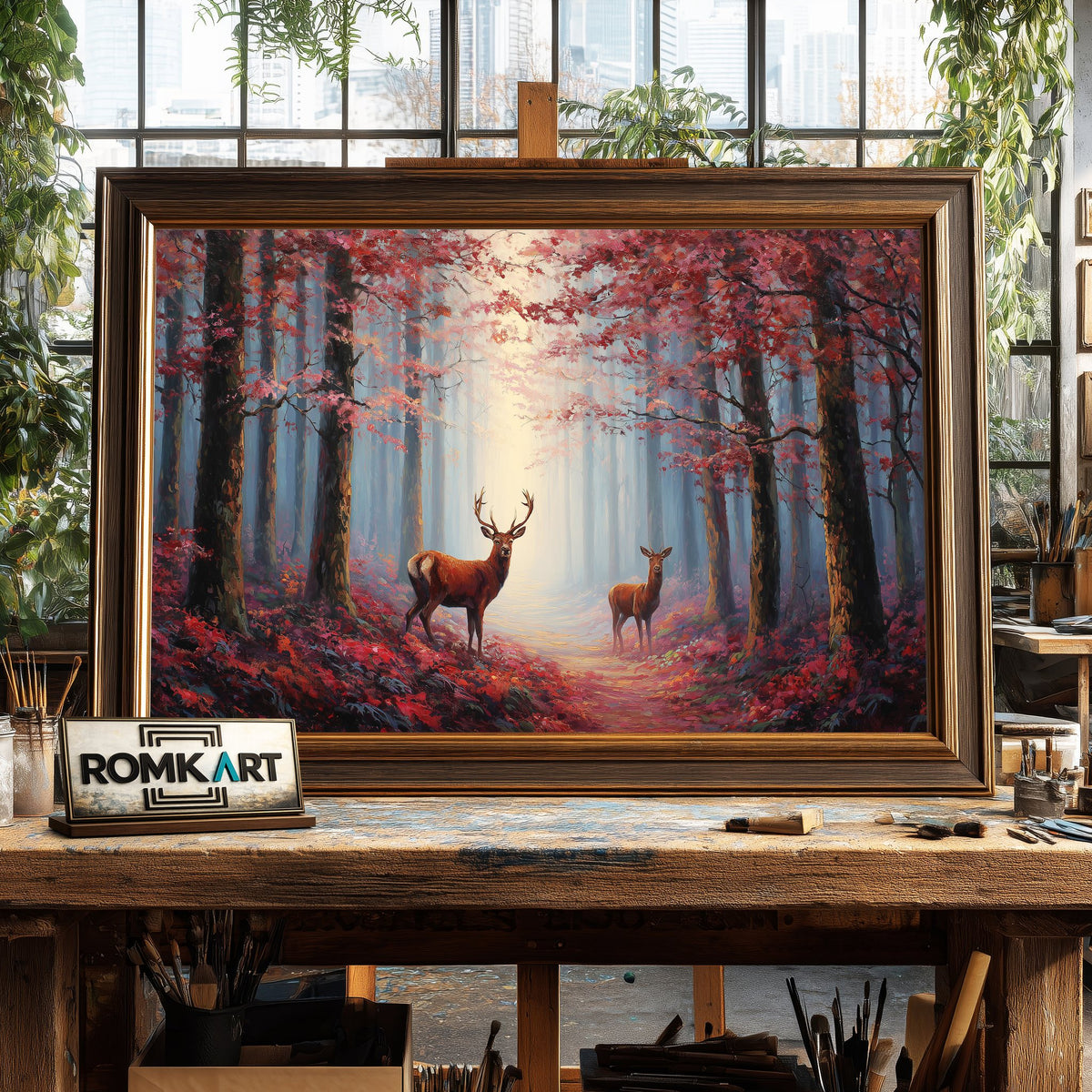 Majestic Deer Mystical Forest Wildlife Oil Painting - image 2