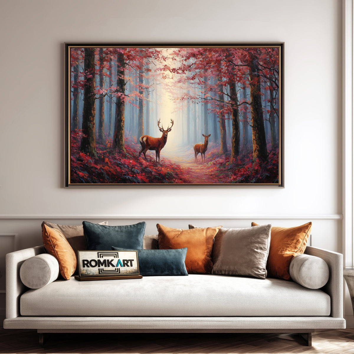 Majestic Deer Mystical Forest Wildlife Oil Painting - image 4