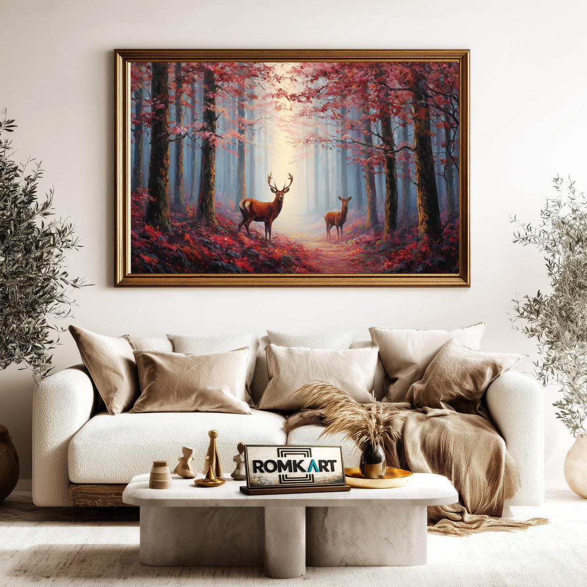 Majestic Deer Mystical Forest Wildlife Oil Painting - image 5