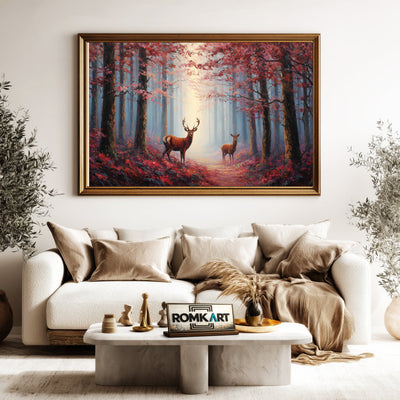 Majestic Deer Mystical Forest Wildlife Oil Painting - image 5