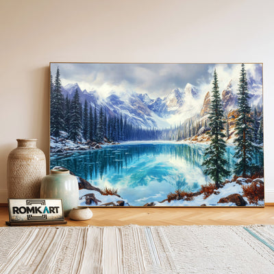 Majestic Glacial Lake Waterscape Oil Painting - image 3
