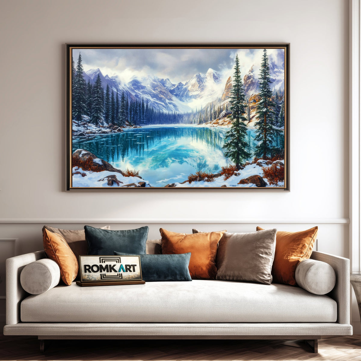 Majestic Glacial Lake Waterscape Oil Painting - image 4
