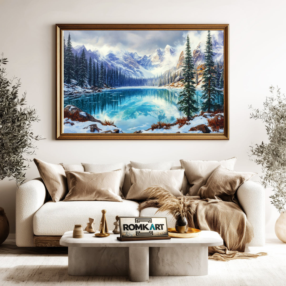 Majestic Glacial Lake Waterscape Oil Painting - image 5