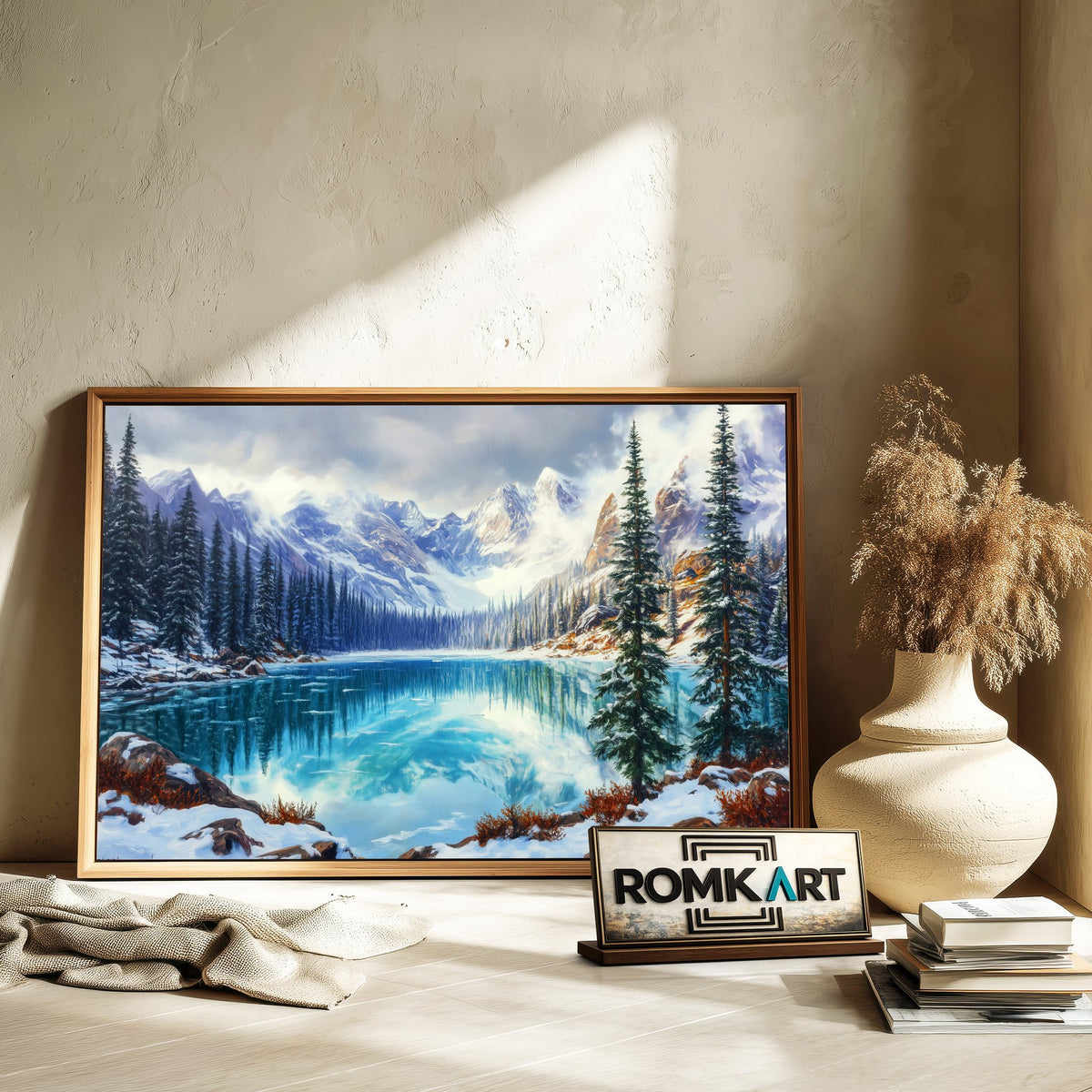 Majestic Glacial Lake Waterscape Oil Painting - image 6