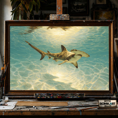 Majestic Hammerhead Shark hand-painted oil painting on canvas
