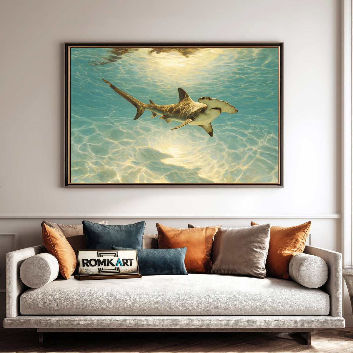 Majestic Hammerhead Shark Marine Life Oil Painting - image 4
