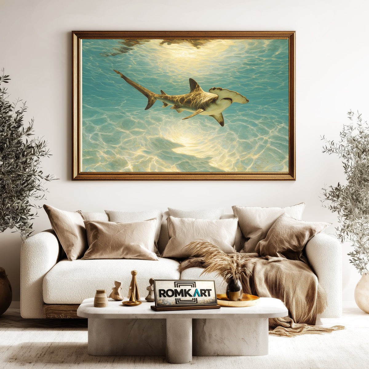 Majestic Hammerhead Shark Marine Life Oil Painting - image 5