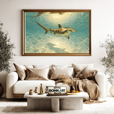 Majestic Hammerhead Shark Marine Life Oil Painting - image 5