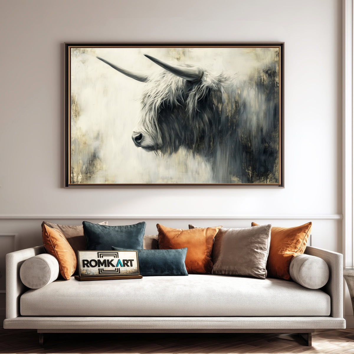 Majestic Highland Cow Farm Animal Oil Painting - image 4