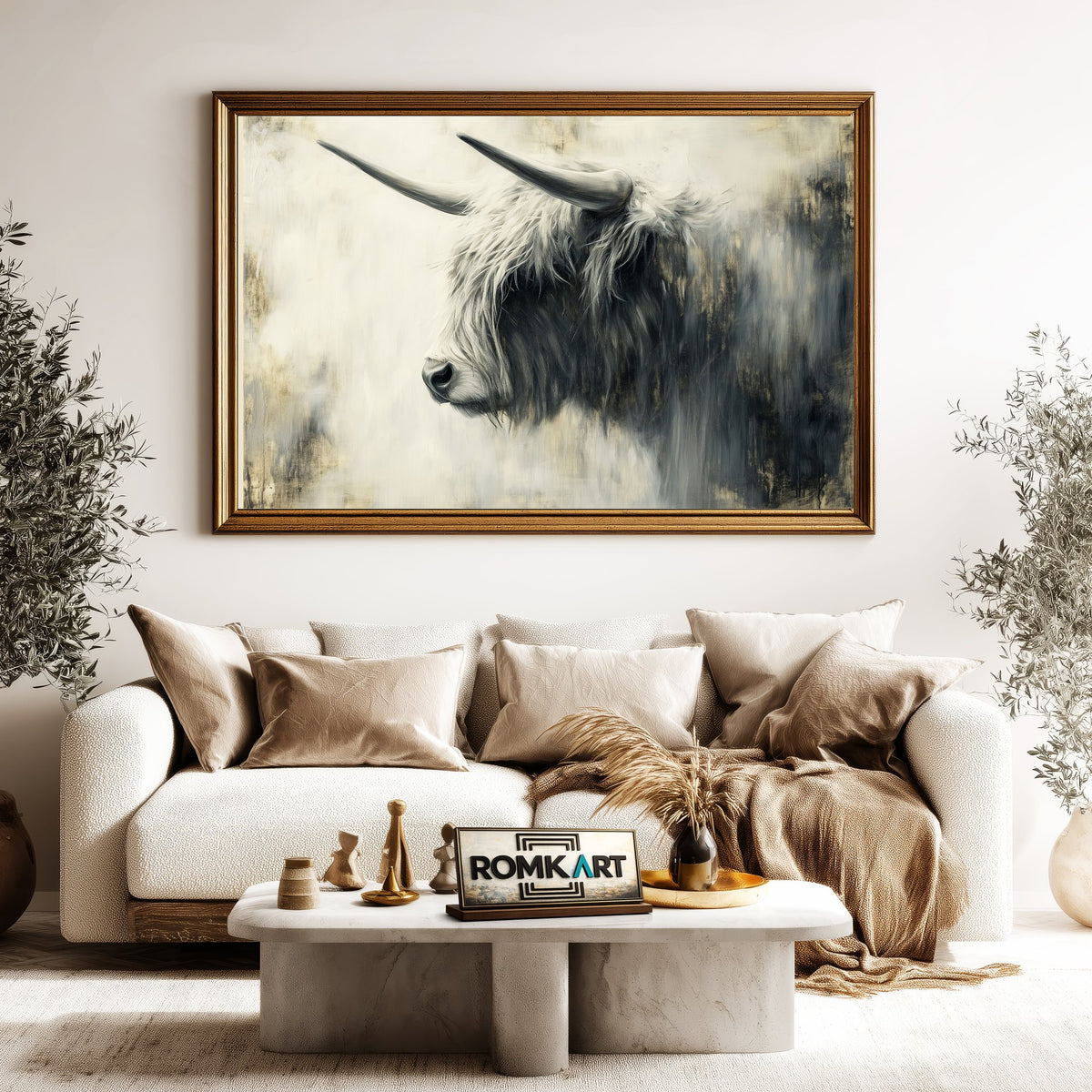Majestic Highland Cow Farm Animal Oil Painting - image 5