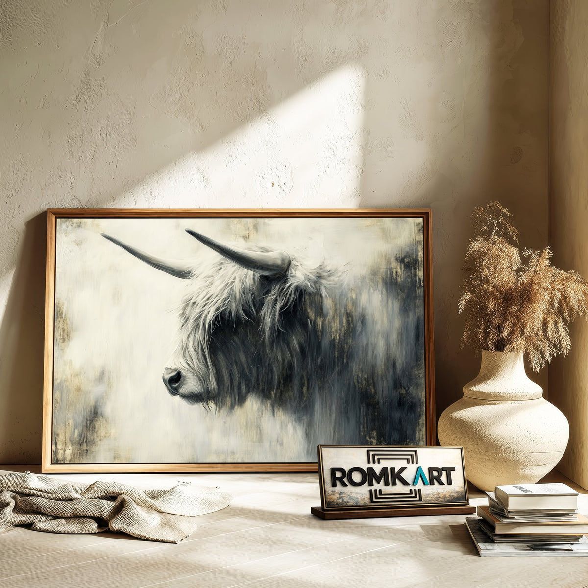 Majestic Highland Cow Farm Animal Oil Painting - image 6