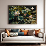 Majestic Lotus Lake Floral Oil Painting - image 4