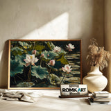 Majestic Lotus Lake Floral Oil Painting - image 6