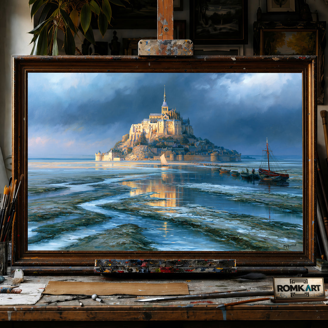 Majestic Mont Saint Michel hand-painted oil painting on canvas