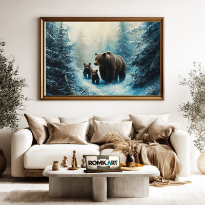 Majestic Mother Bear and Cubs Wildlife Oil Painting - image 5