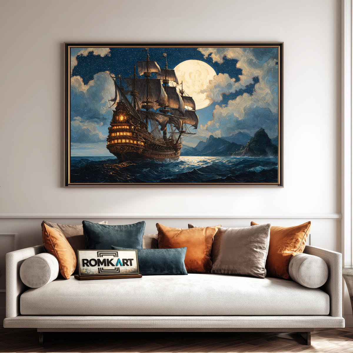 Majestic Pirate Ship Oil Painting - image 4