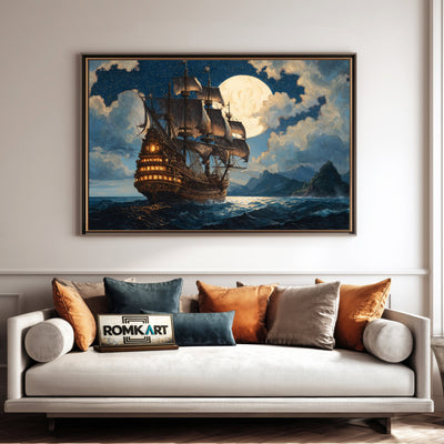 Majestic Pirate Ship Oil Painting - image 4
