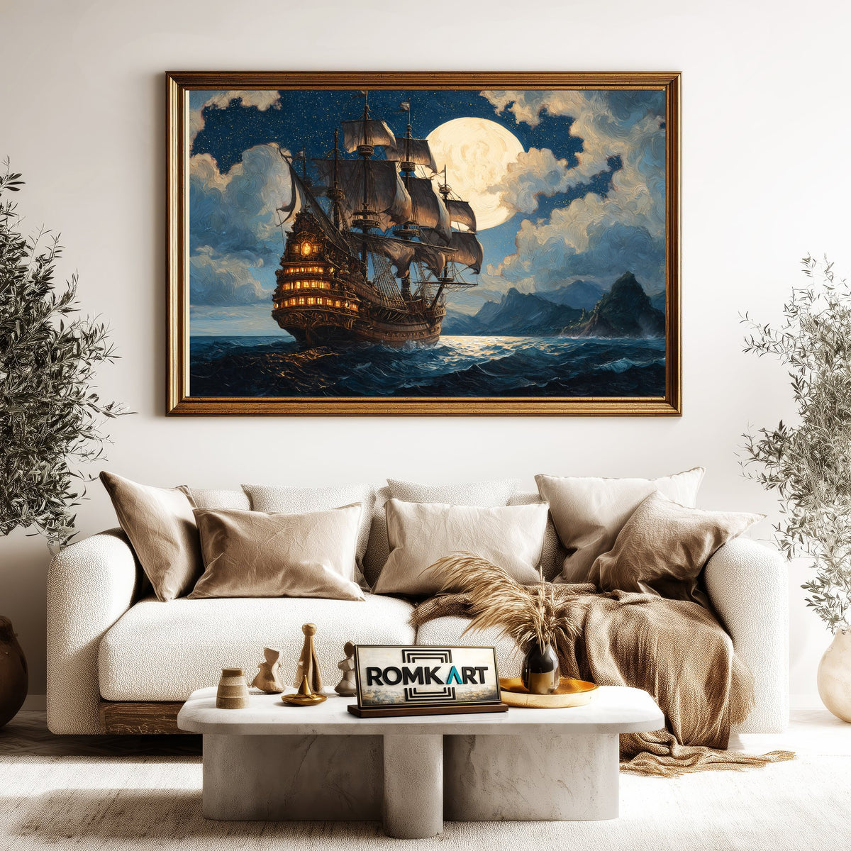 Majestic Pirate Ship Oil Painting - image 5