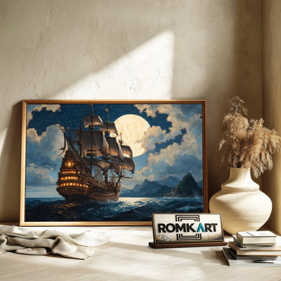 Majestic Pirate Ship Oil Painting - image 6