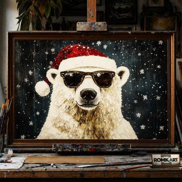 Majestic Polar Bear hand-painted oil painting on canvas