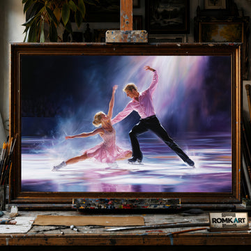 Majestic Skaters Couple Sports Oil Painting