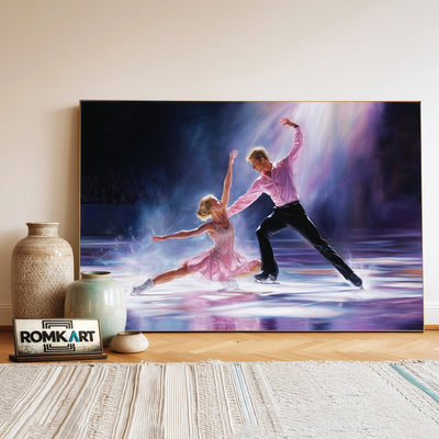 Majestic Skaters Couple Sports Oil Painting - image 3